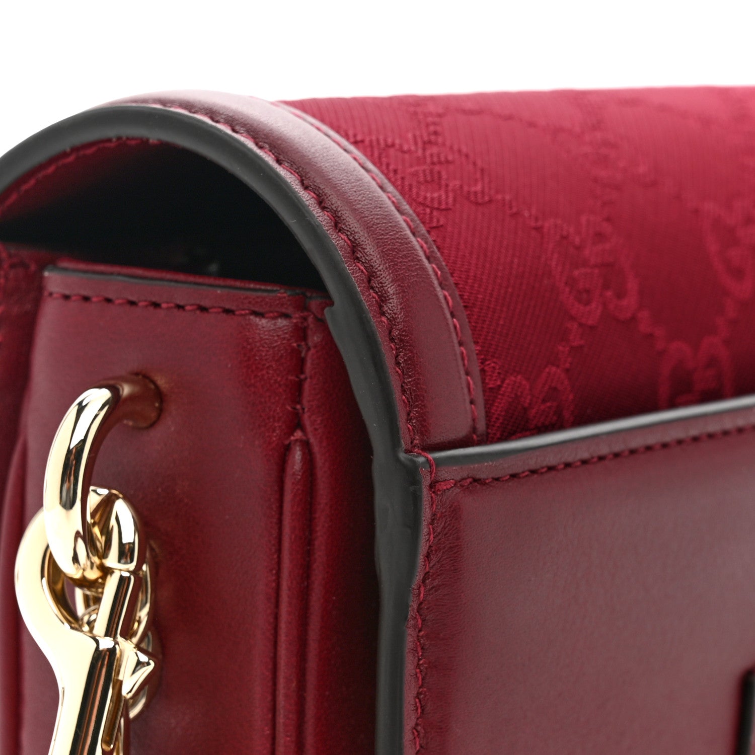 Gucci Crepe Wool Silk GG Monogram Go Small Shoulder Bag Rosso Ancora