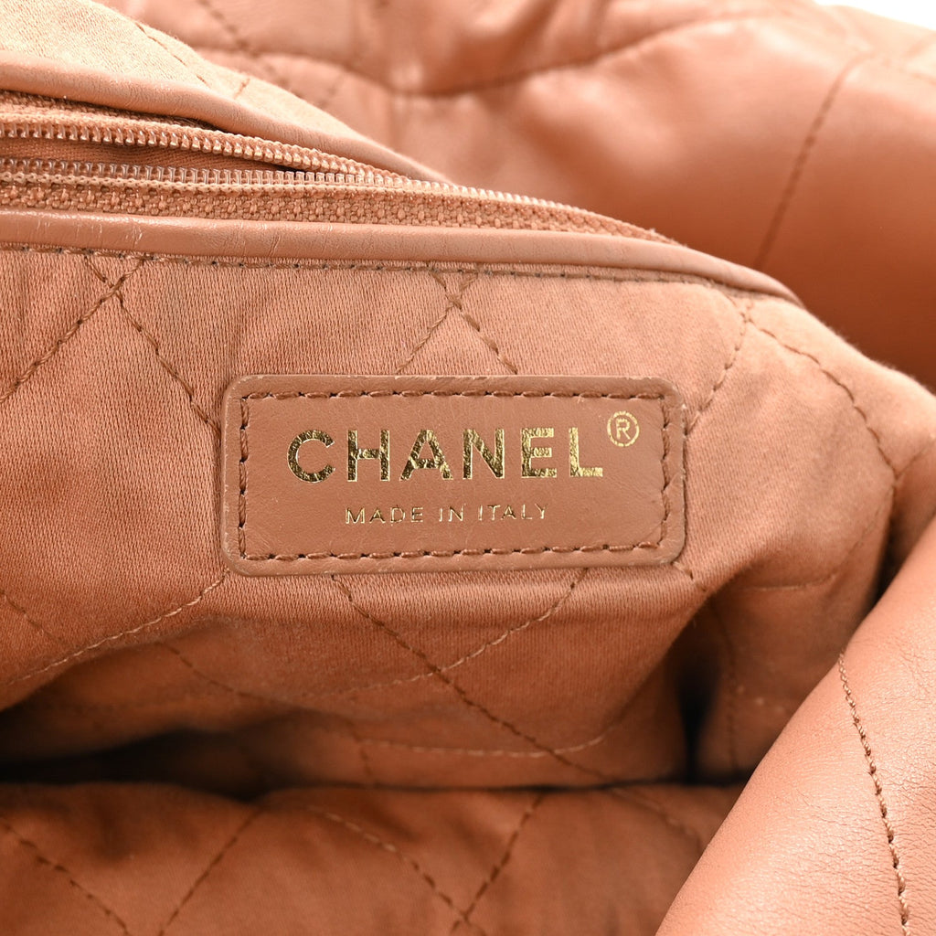 Chanel Shiny Calfskin Quilted Chanel 22 Camel