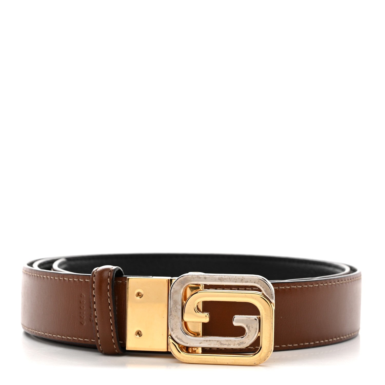 Gucci Textured Dollar Calfskin Ciny Calf Lux Squared Interlocking G 30mm Reversible Belt 105 42 Brown Black