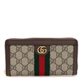 Gucci GG Supreme Monogram Web Ophidia Zip Around Wallet Brown