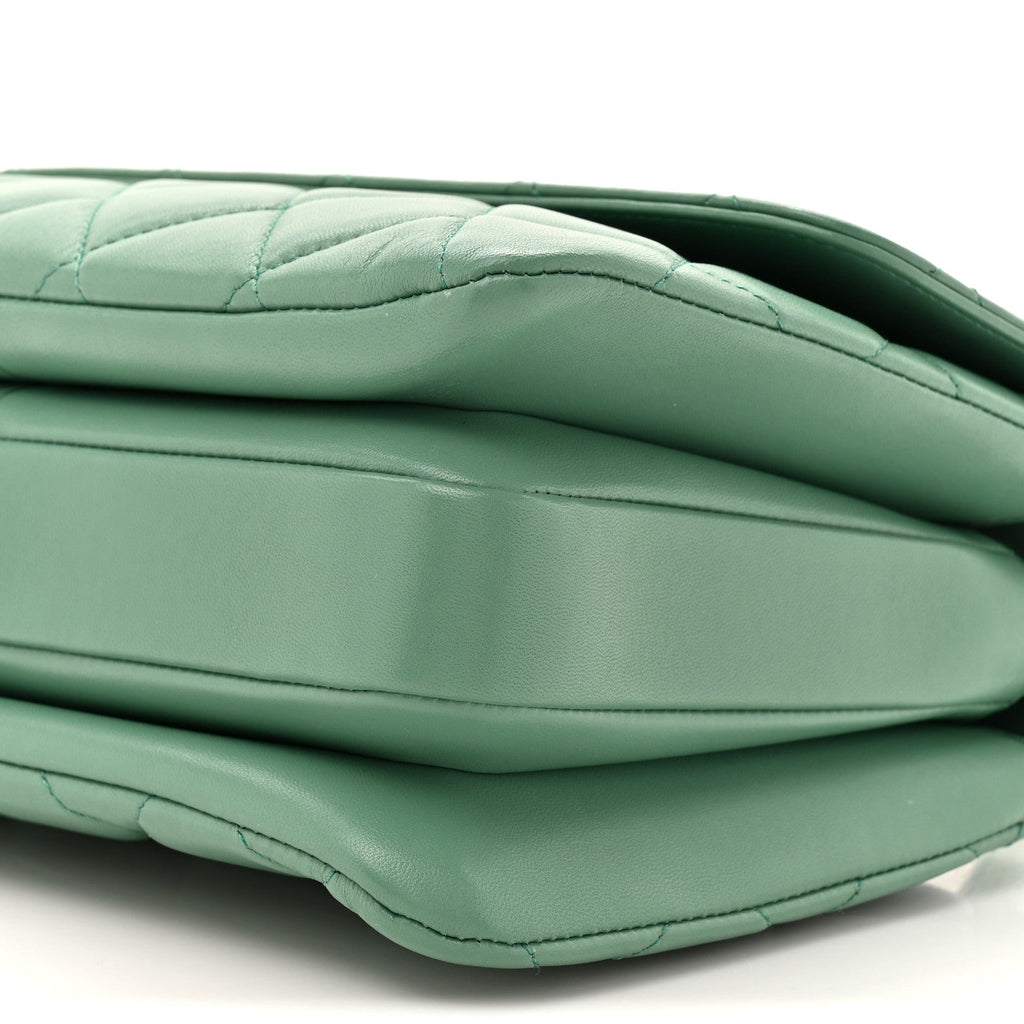 Chanel Lambskin Quilted Small Trendy CC Flap Dual Handle Bag Light Green