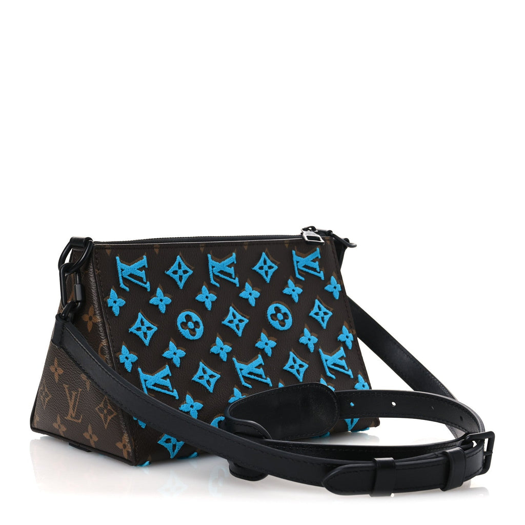 Louis Vuitton Monogram Tuffetage Triangle Messenger Turquoise