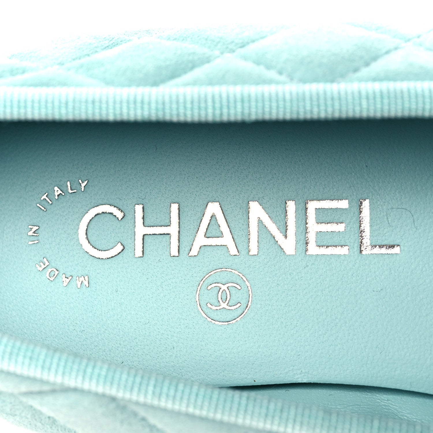 Chanel Suede Calfskin Quilted Cap Toe CC Ballerina Flats 38.5 Light Blue