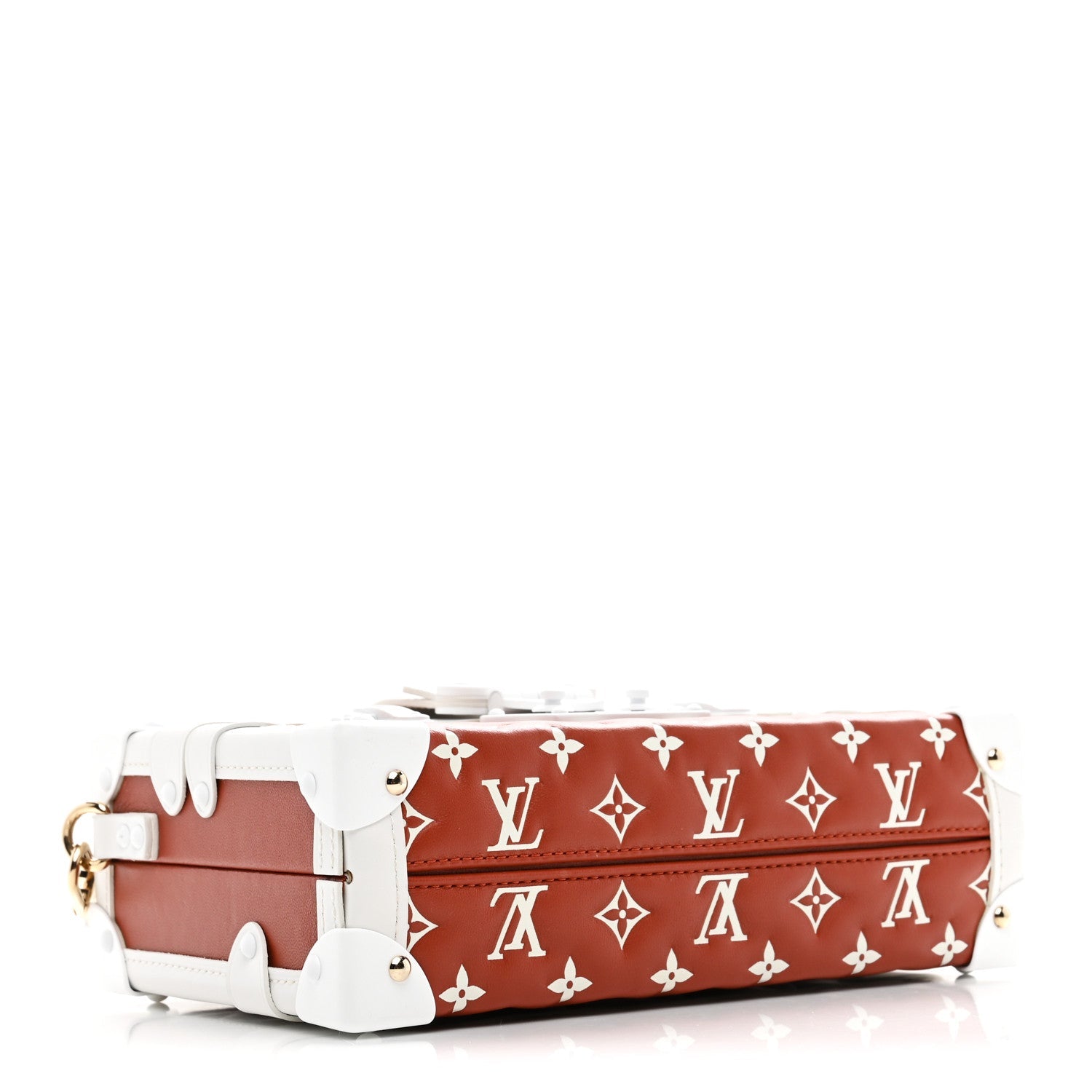 Louis Vuitton Lambskin Embossed Monogram Petite Malle Brown White
