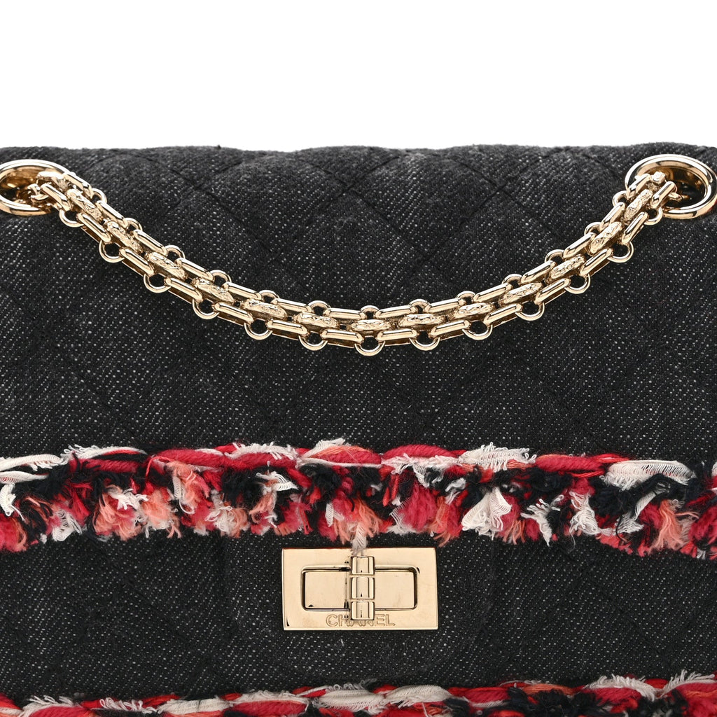 Chanel Denim Tweed 2.55 Reissue 224 Flap  Black