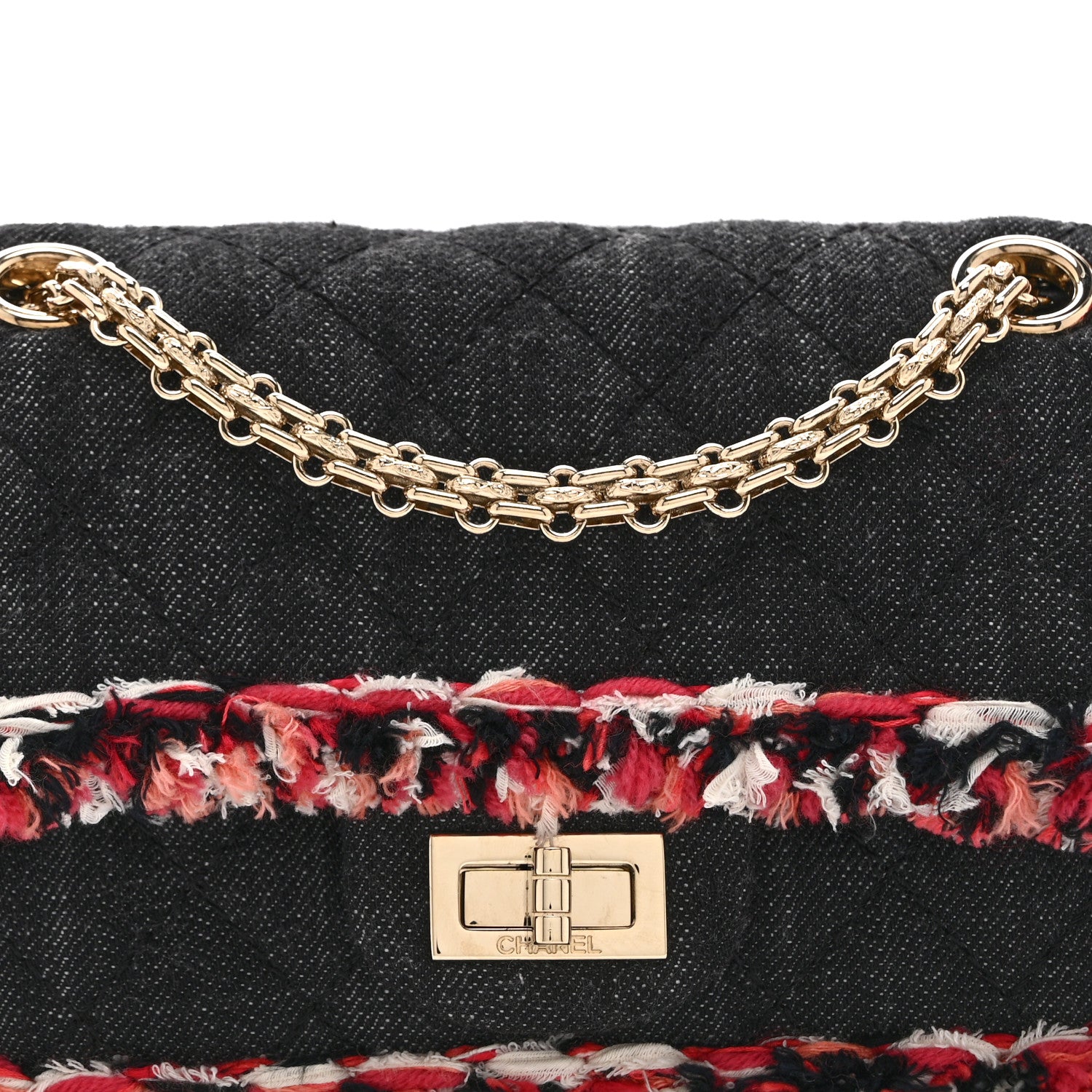 Chanel Denim Tweed 2.55 Reissue 224 Flap  Black