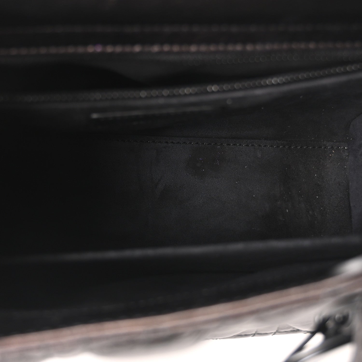 Christian Dior Crinkled Calfskin Cannage Medium Lady Dior Black