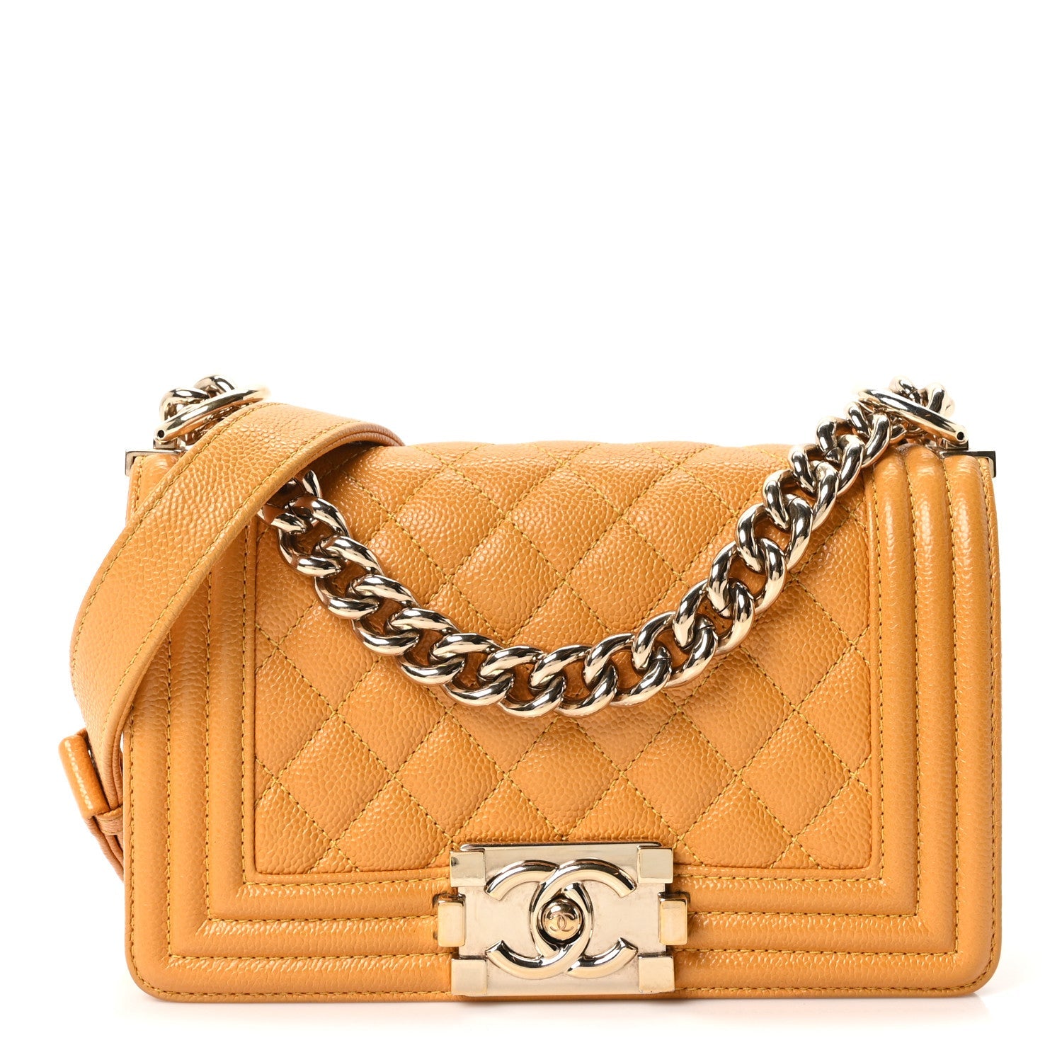 Chanel Caviar Quilted Small Boy Flap Yellow