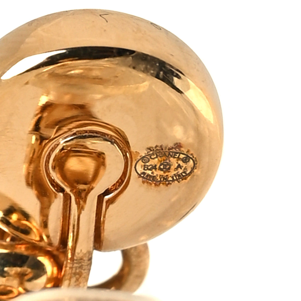 Crystal Pearl CC Drop Clip On Earrings Gold