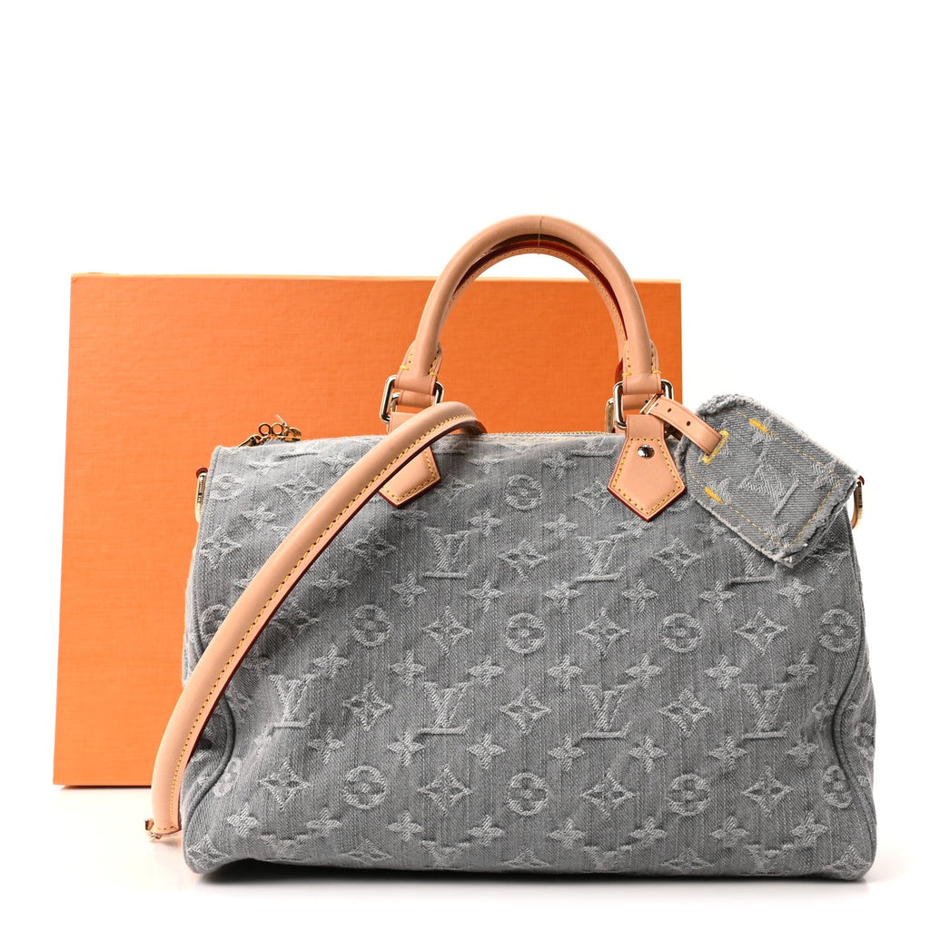 Louis Vuitton Monogram Denim Speedy Soft 30 Washed Gray
