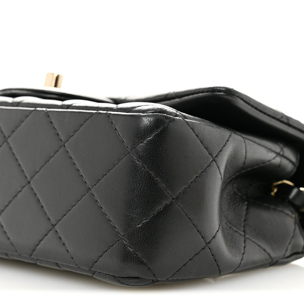 Chanel Lambskin Quilted Mini Rectangular Flap Black