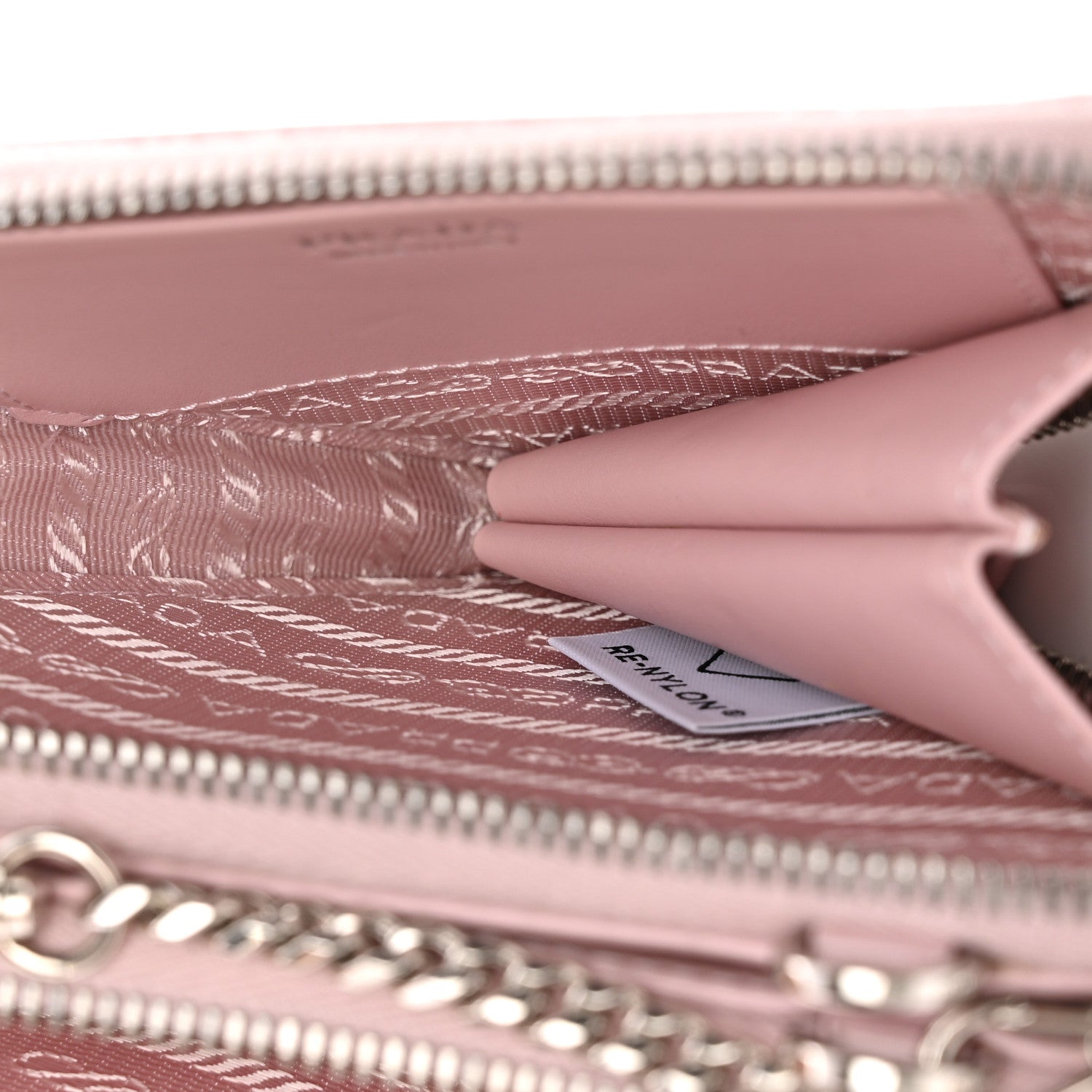 Prada Satin Crystal Mini Triangle Crossbody Pouch Alabastro