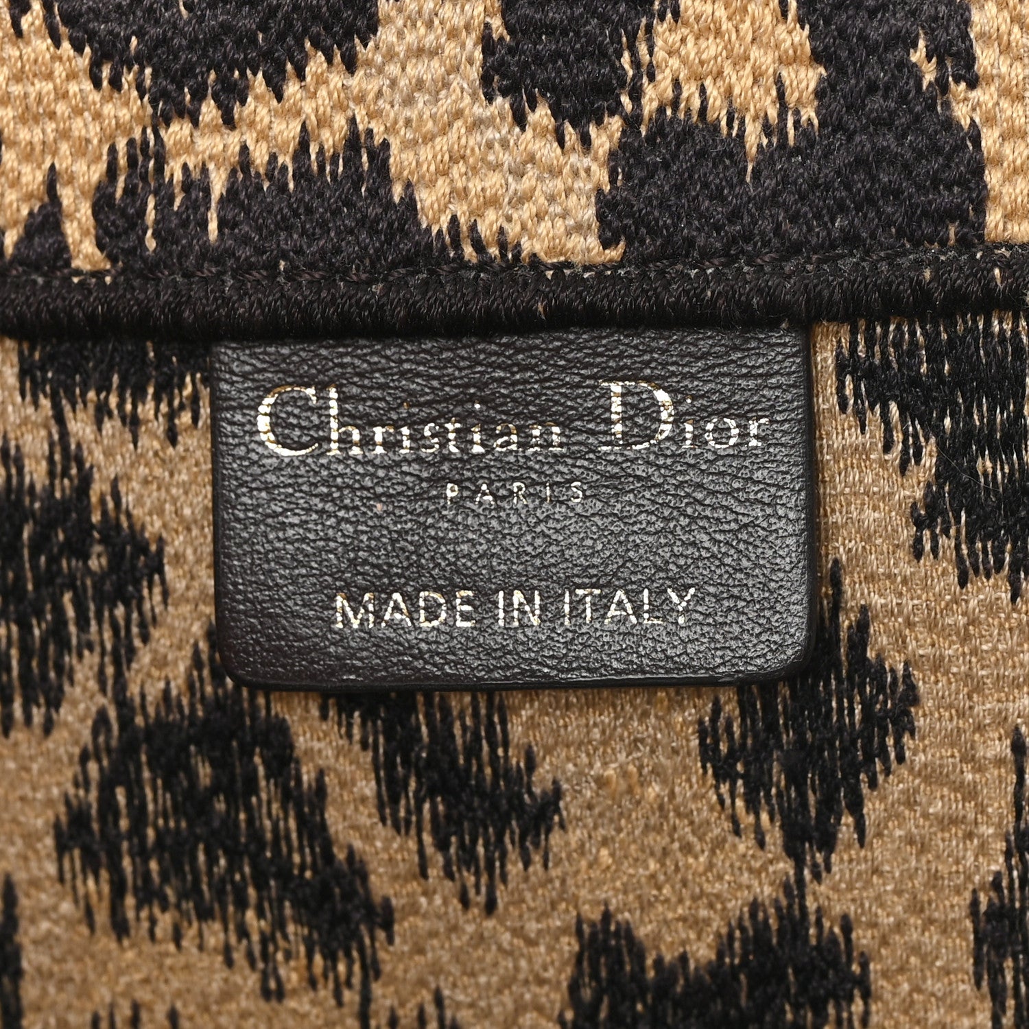Christian Dior Canvas Mizza Embroidered Large Leopard Book Tote Beige