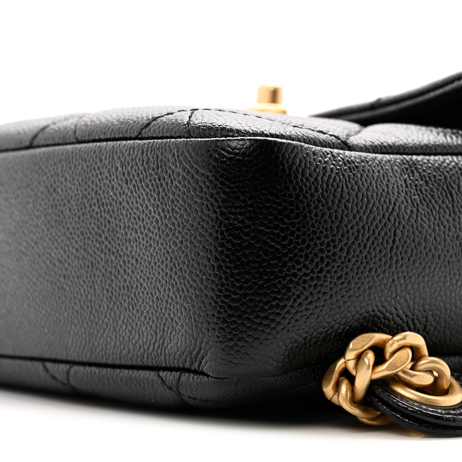 Chanel Shiny Caviar Quilted Chain Melody Backpack Black