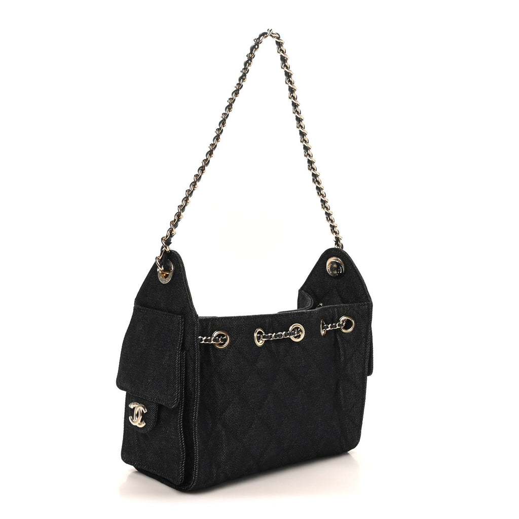 Chanel Denim Quilted Mini Chanel 25 Handbag Dark Blue