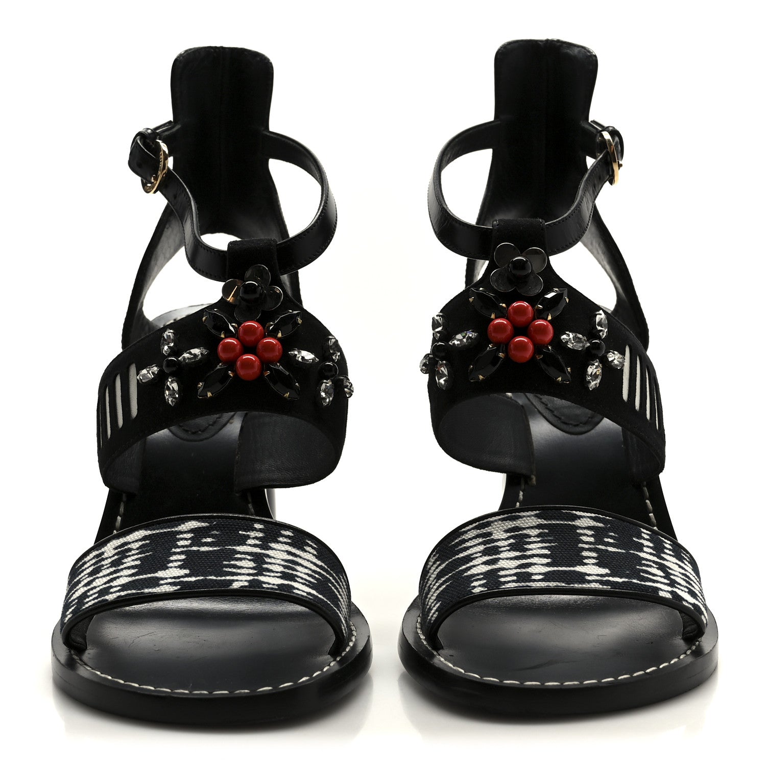Louis Vuitton Calfskin Suede Frontpier Ankle Strap Sandals 37 Black