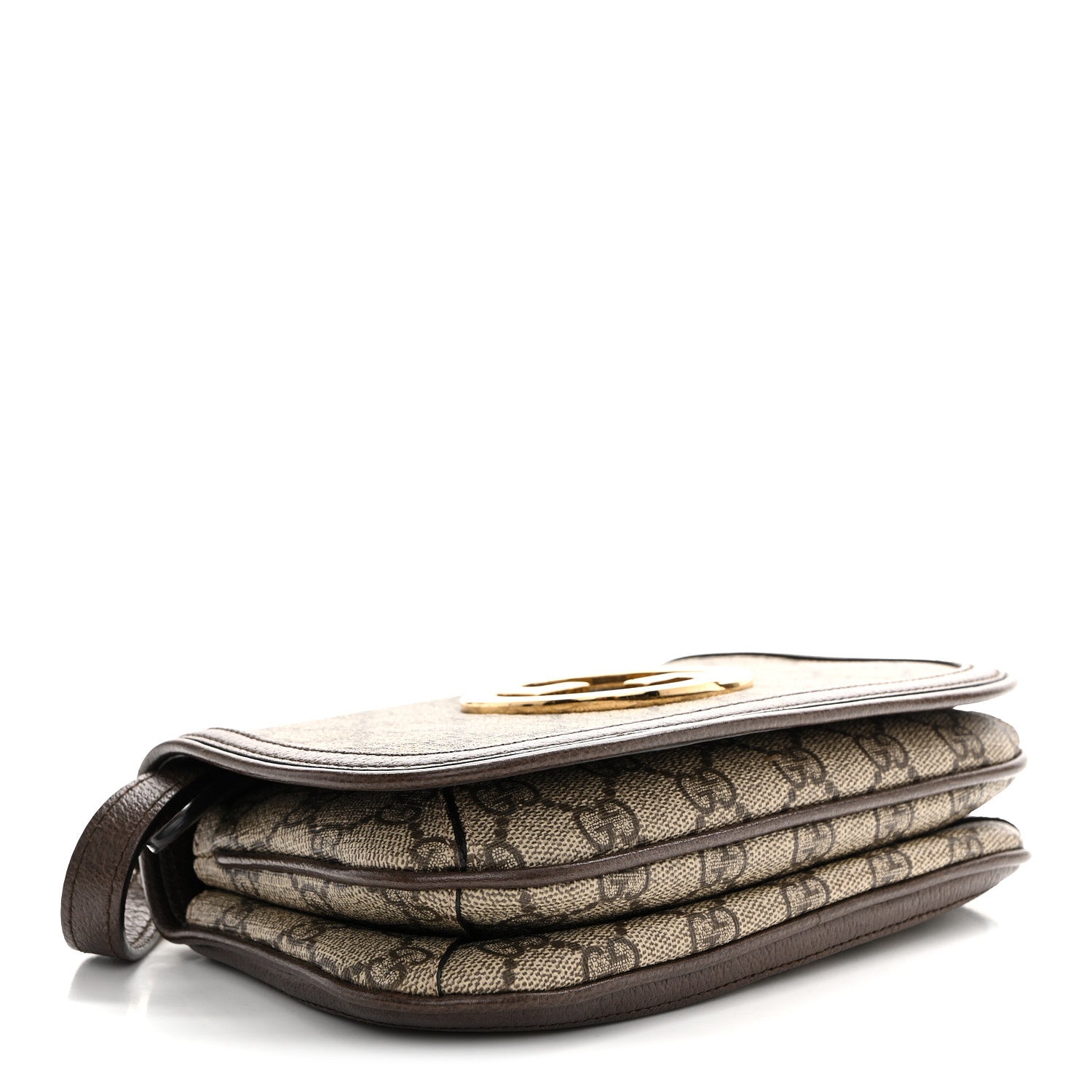 Gucci GG Supreme Monogram Textured Dollar Calfskin Mini Blondie Chain Shoulder Flap Bag Beige Ebony New Acero