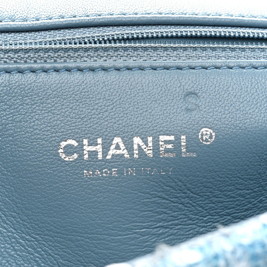 Chanel Sequin Large Waterfall Flap Light Blue