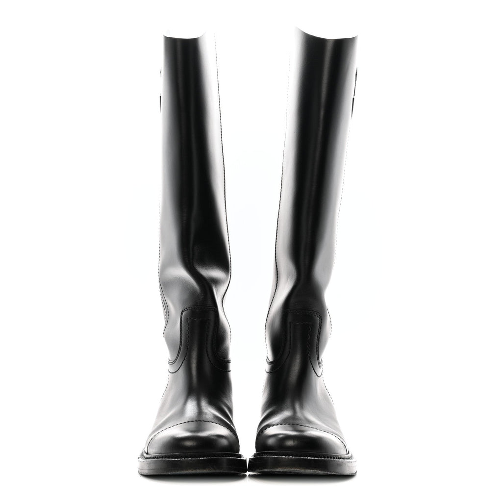 Calfskin Cap Toe CC Riding Boots 39 Black