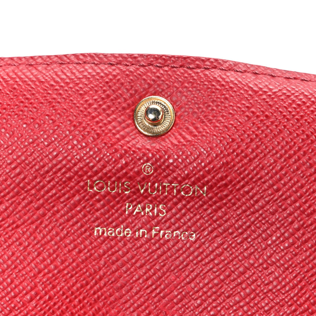 Louis Vuitton Damier Ebene Emilie Wallet Red