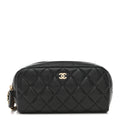 Chanel Caviar Quilted Toiletry Case With Chain Black