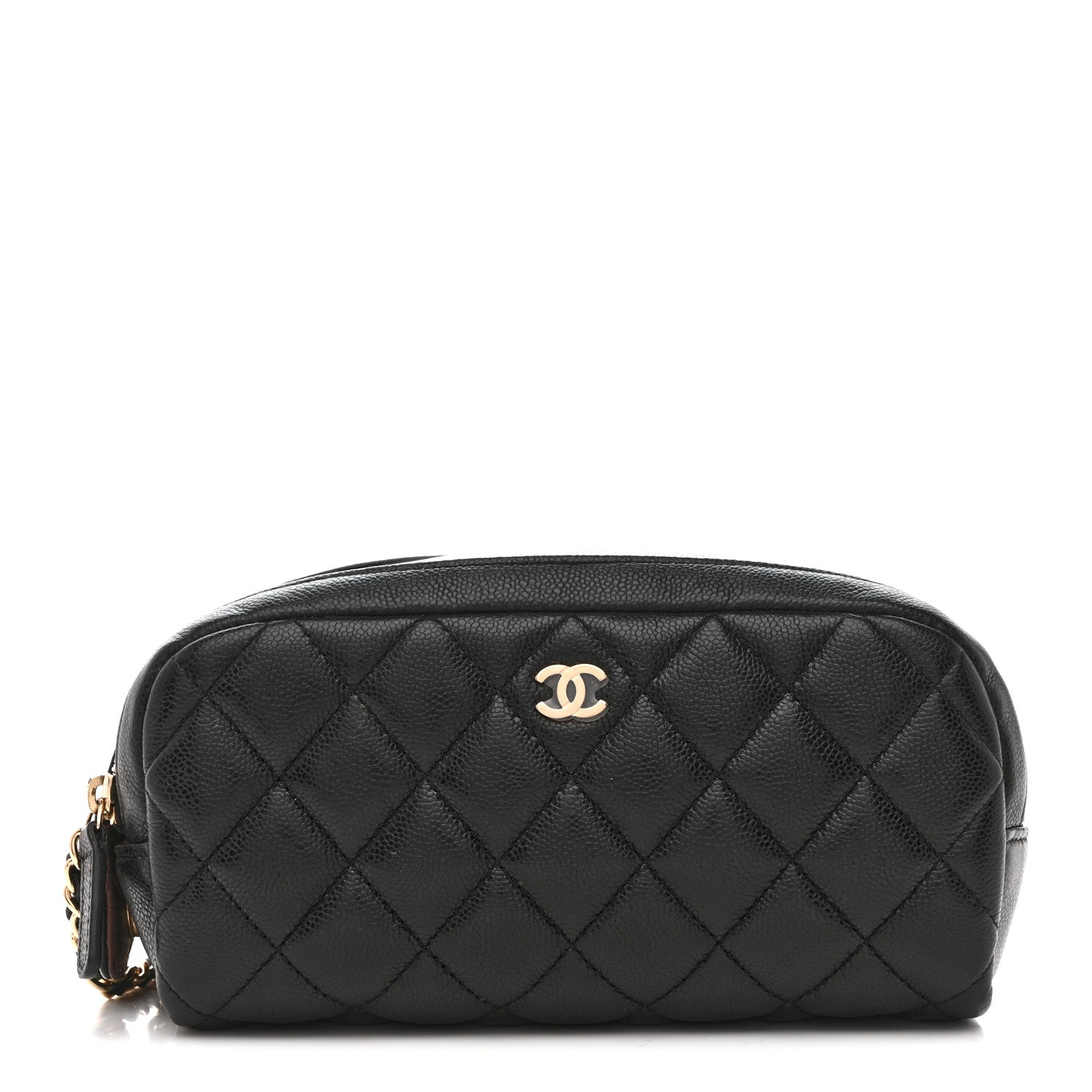 Chanel Caviar Quilted Toiletry Case With Chain Black
