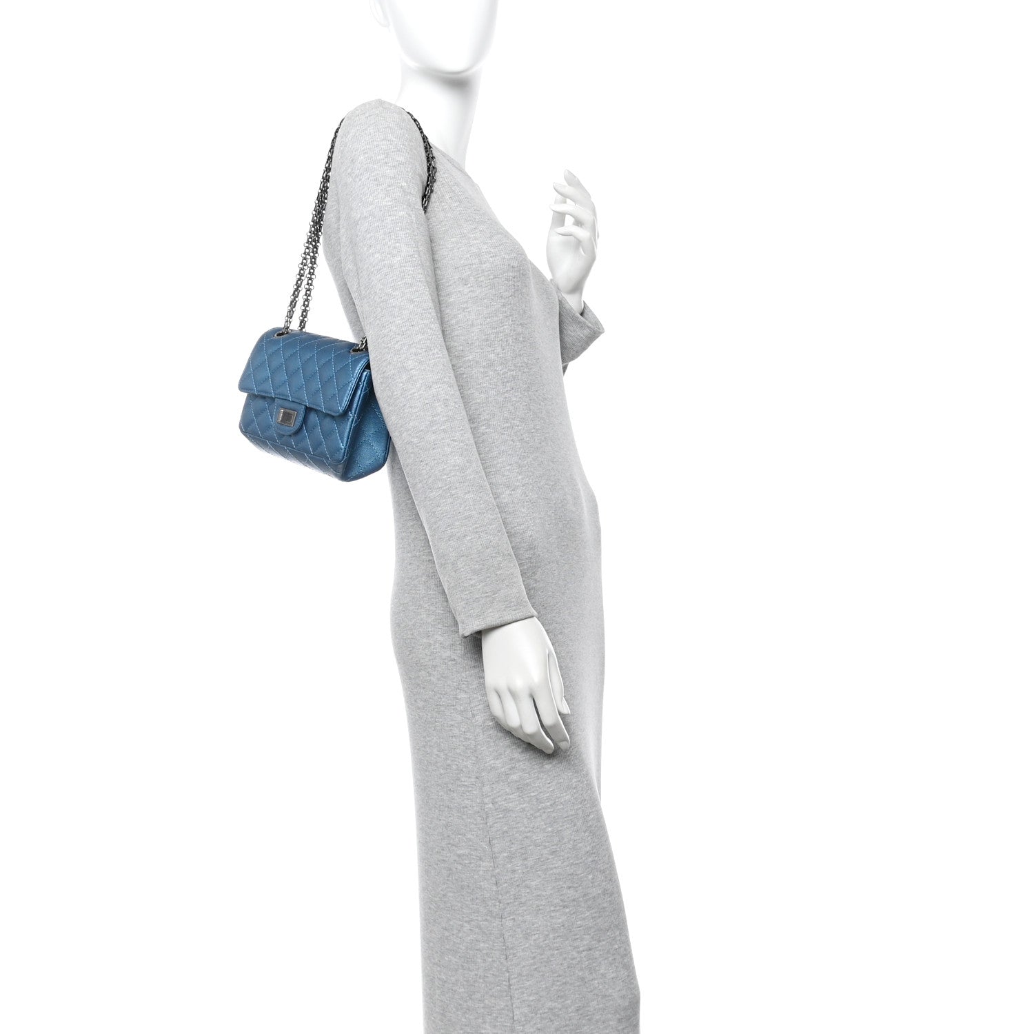 Chanel Metallic Sheepskin Quilted 2.55 Reissue Mini Flap Blue