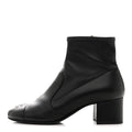 Chanel Stretch Lambskin Cap Toe CC Short Boots 38.5 Black