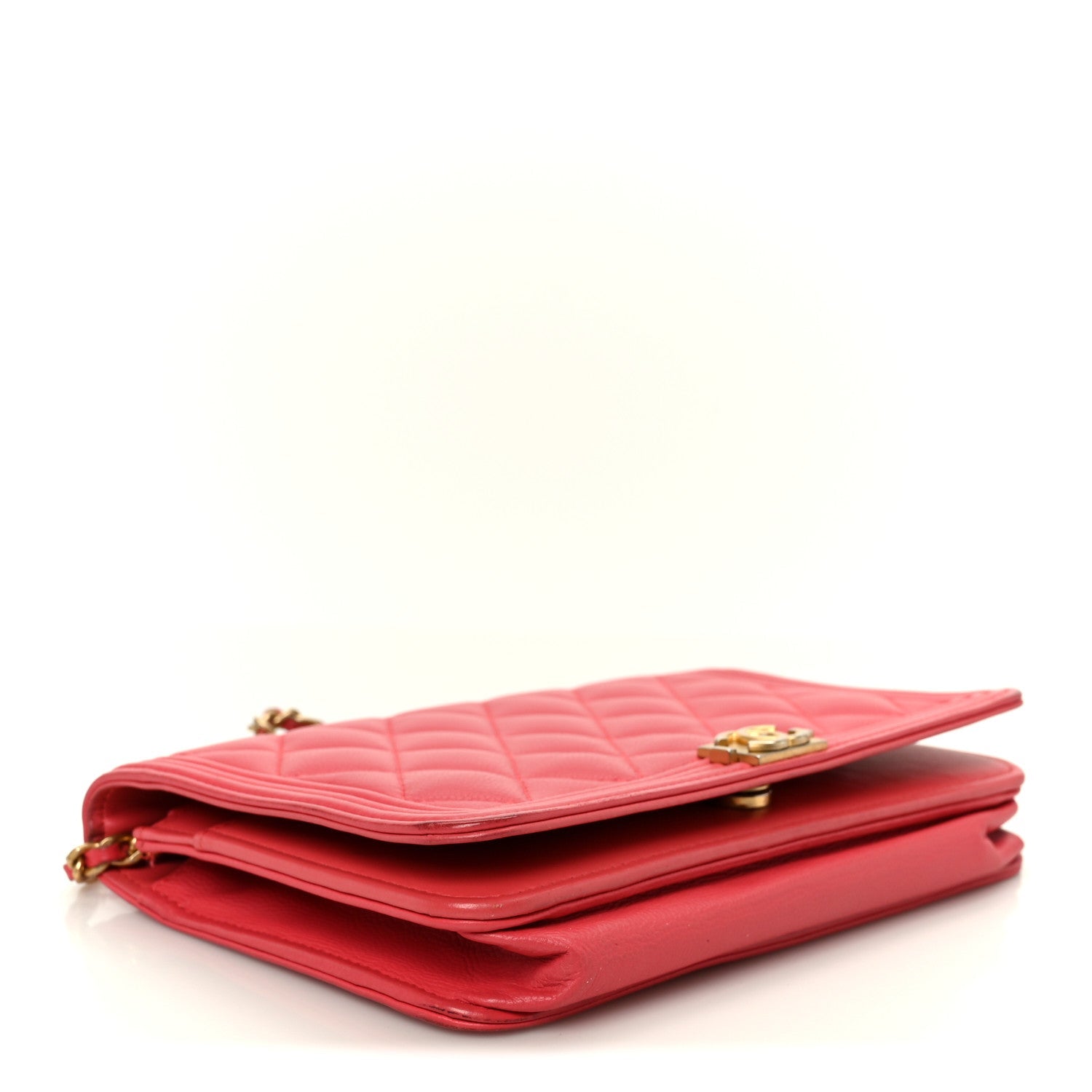 Chanel Caviar Quilted Boy Wallet On Chain WOC Dark Pink