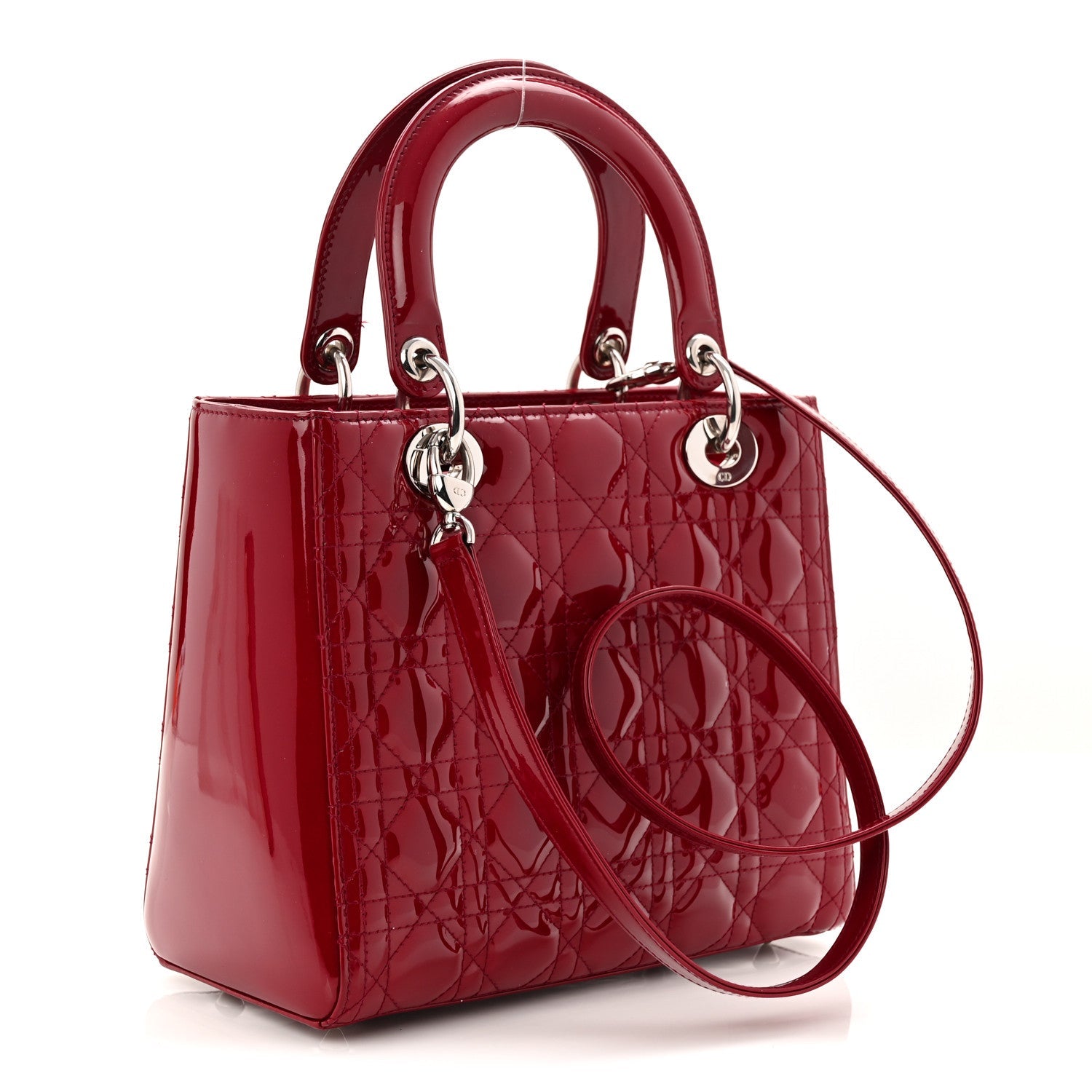 Christian Dior Patent Cannage Medium Lady Dior Red