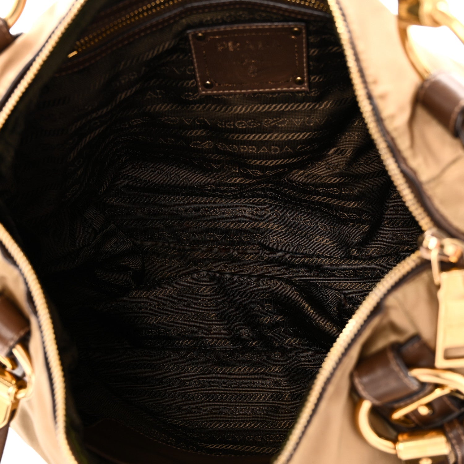 Prada Tessuto Nylon Vitello Daino Satchel Tabacco