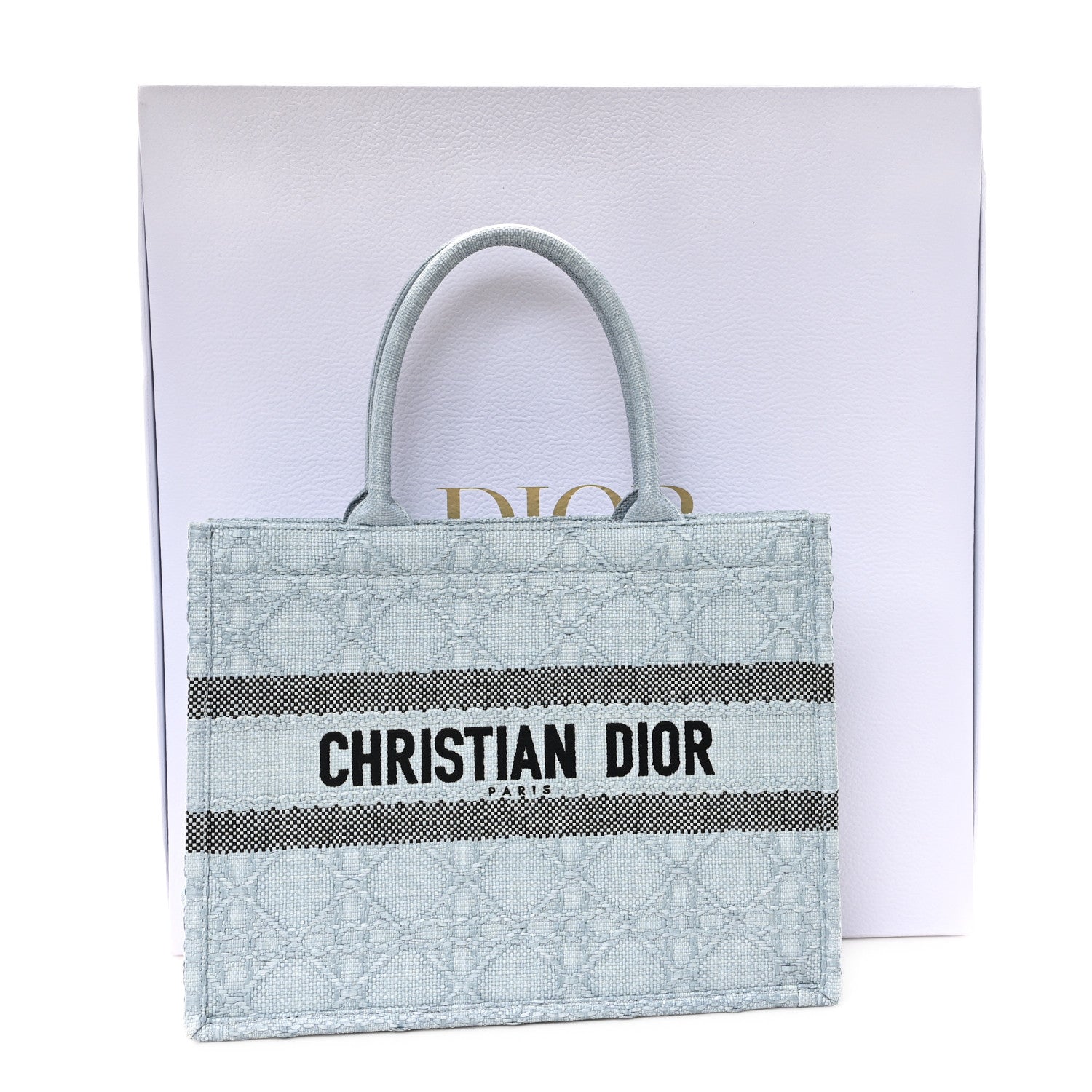 Christian Dior Raffia Cannage Medium Book Tote Blue