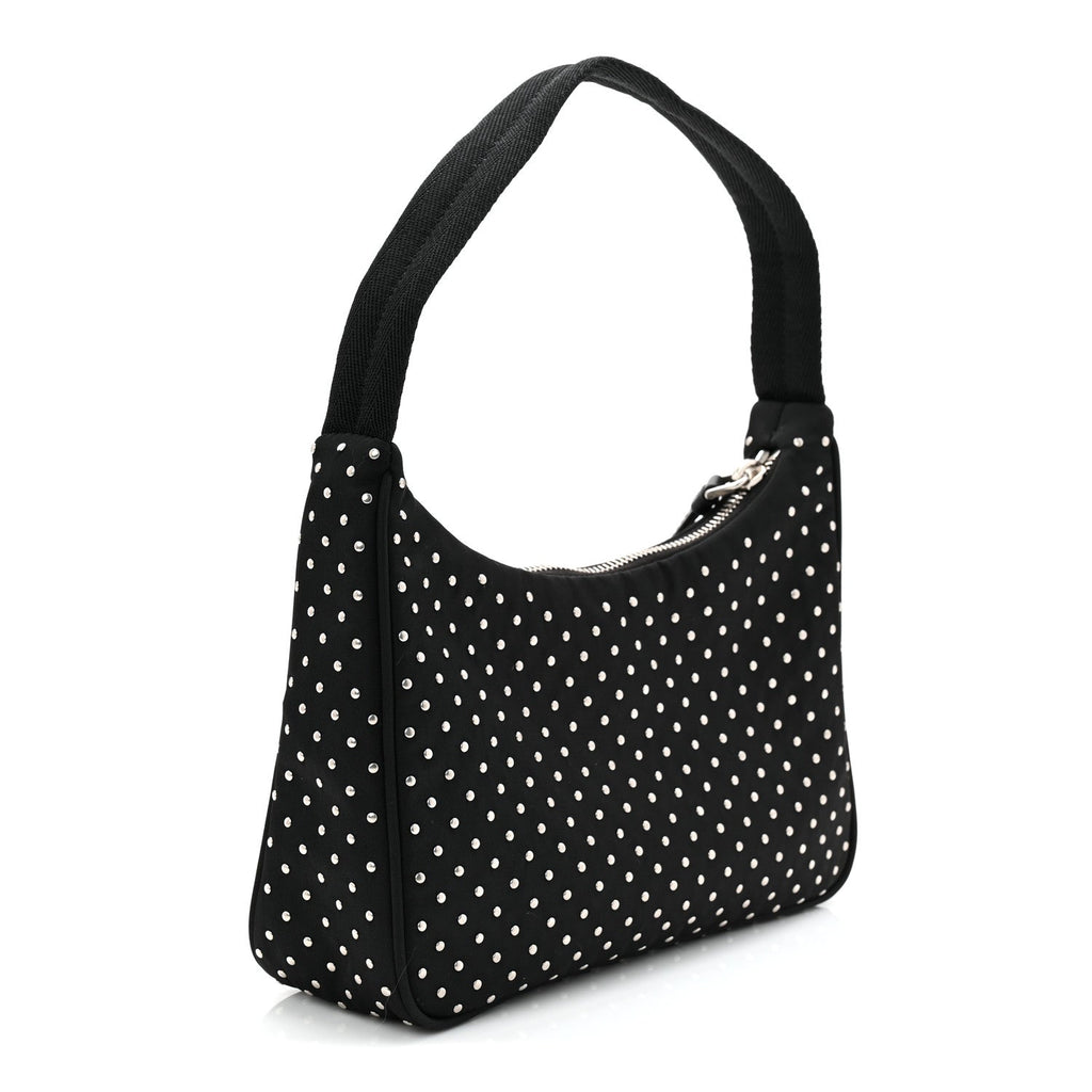 Prada Re-Nylon Vela Studs Mini Re-Edition 2000 Bag Black