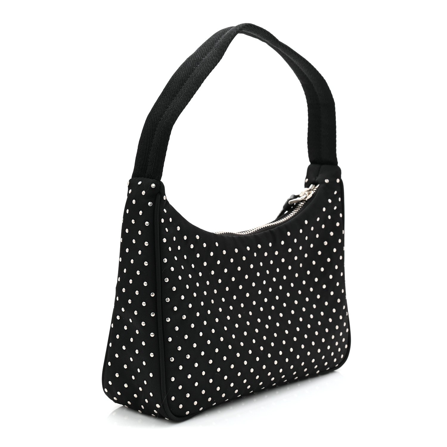 Prada Re-Nylon Vela Studs Mini Re-Edition 2000 Bag Black