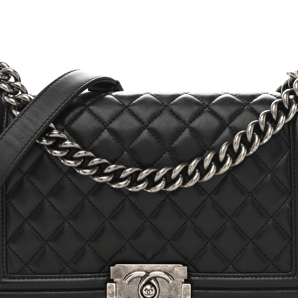 Chanel Lambskin Quilted Medium Boy Flap Black