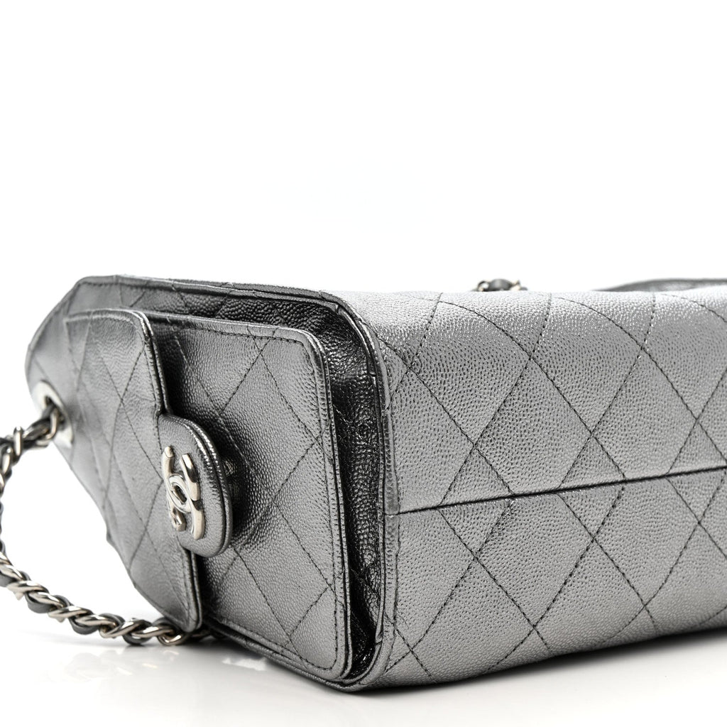 Chanel Metallic Caviar Quilted Mini Chanel 25 Handbag Anthracite