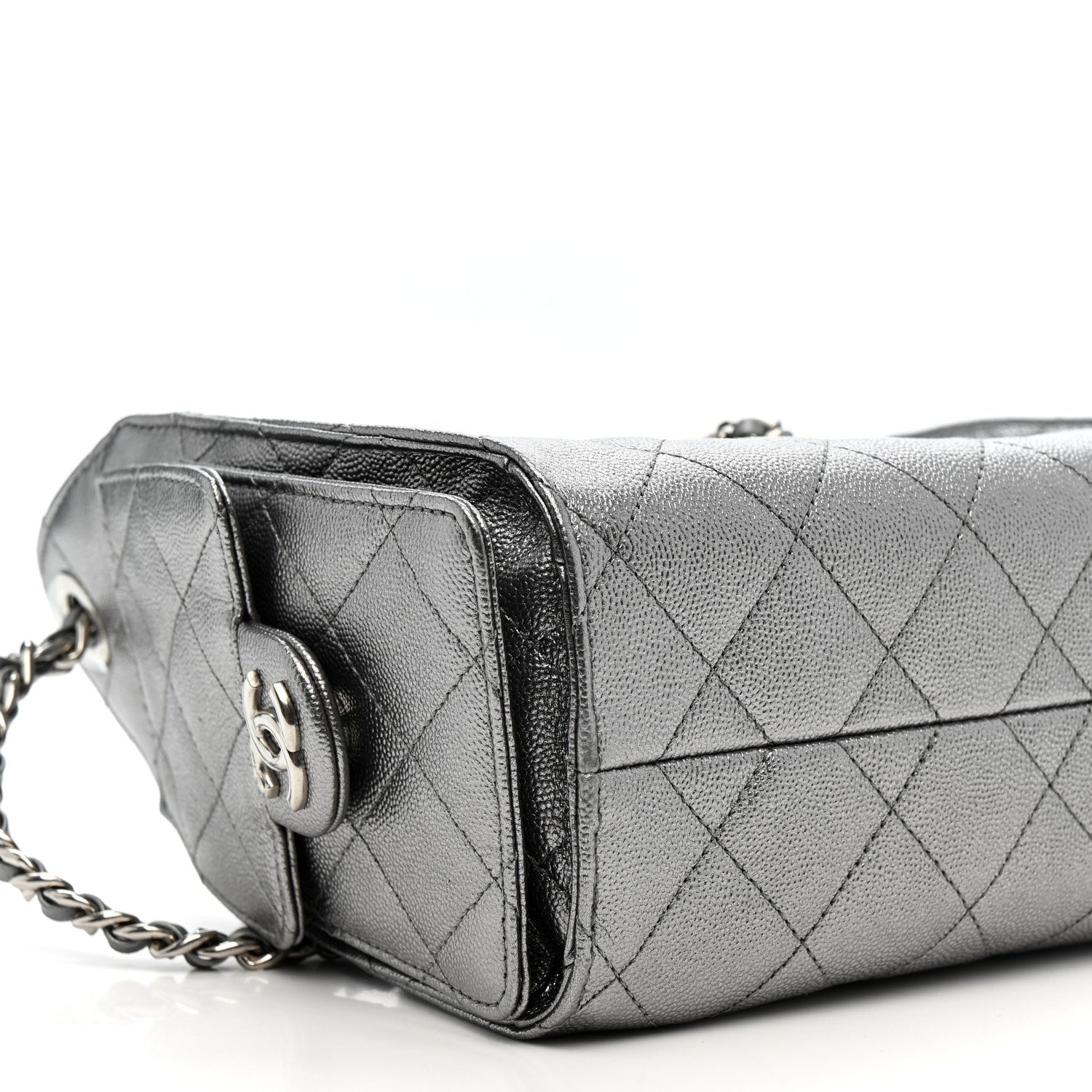 Chanel Metallic Caviar Quilted Mini Chanel 25 Handbag Anthracite