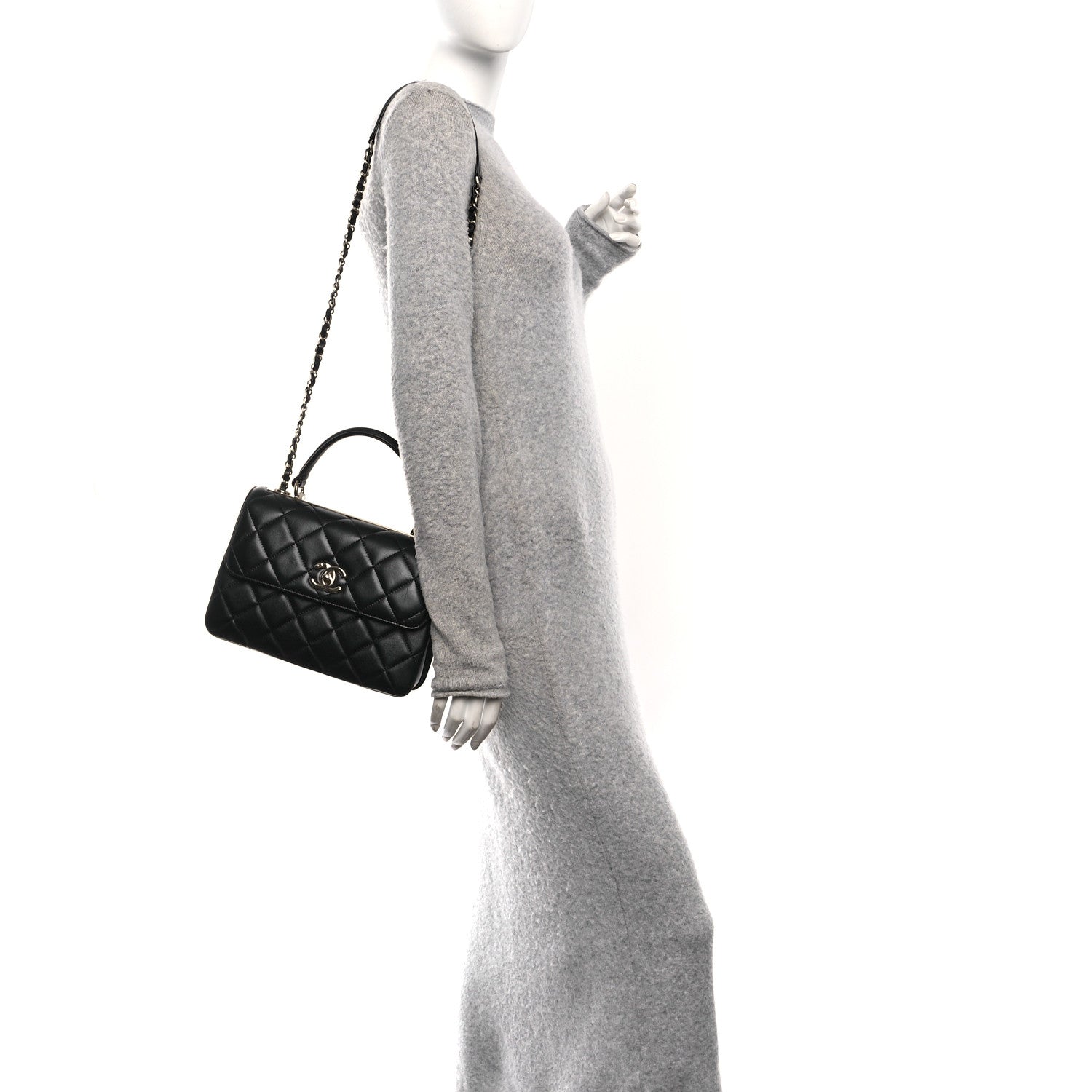 Chanel Lambskin Quilted Small Trendy CC Dual Handle Flap Bag Black