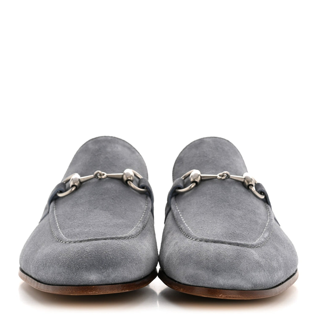 Gucci Suede Horsebit Mens Jordaan Loafers 8.5 Foggy Grey