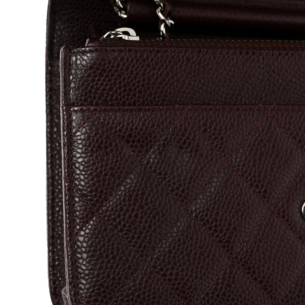 Chanel Caviar Quilted Wallet on Chain WOC Burgundy