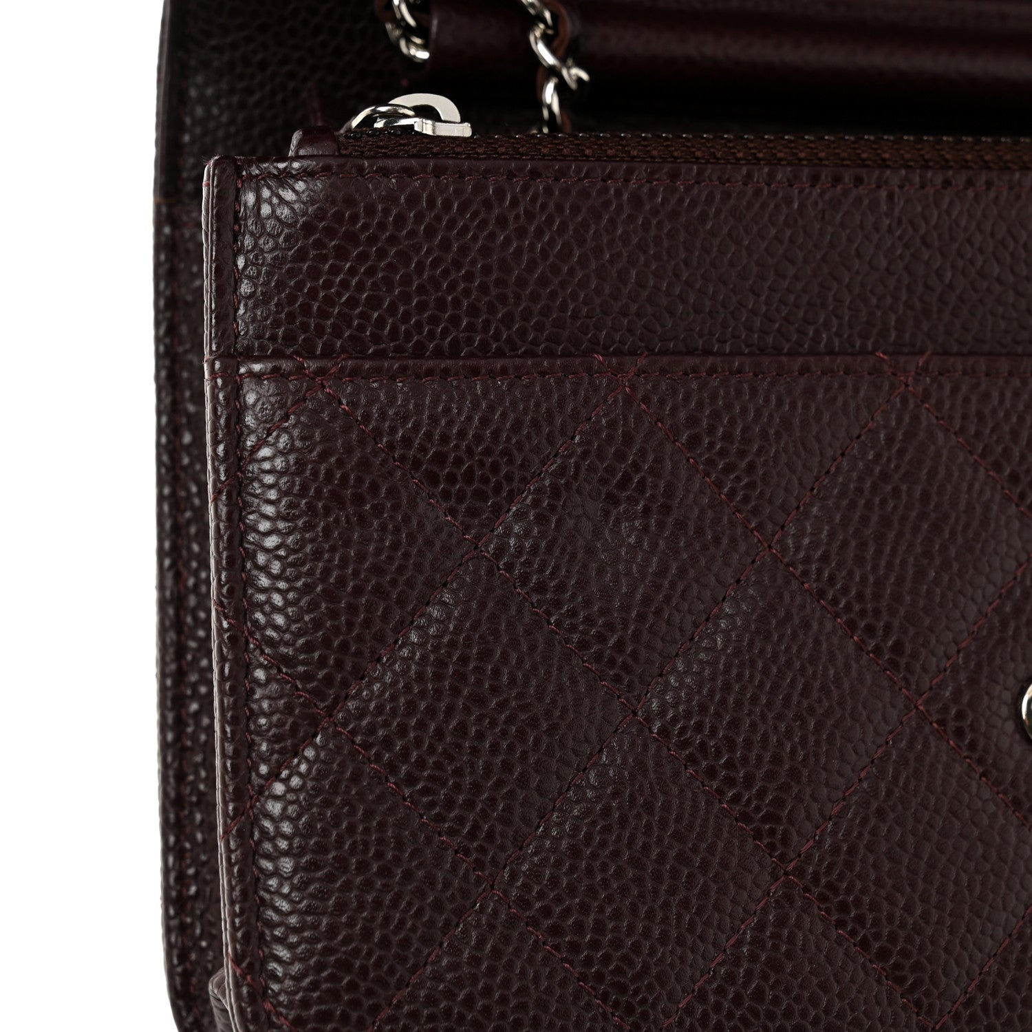 Chanel Caviar Quilted Wallet on Chain WOC Burgundy