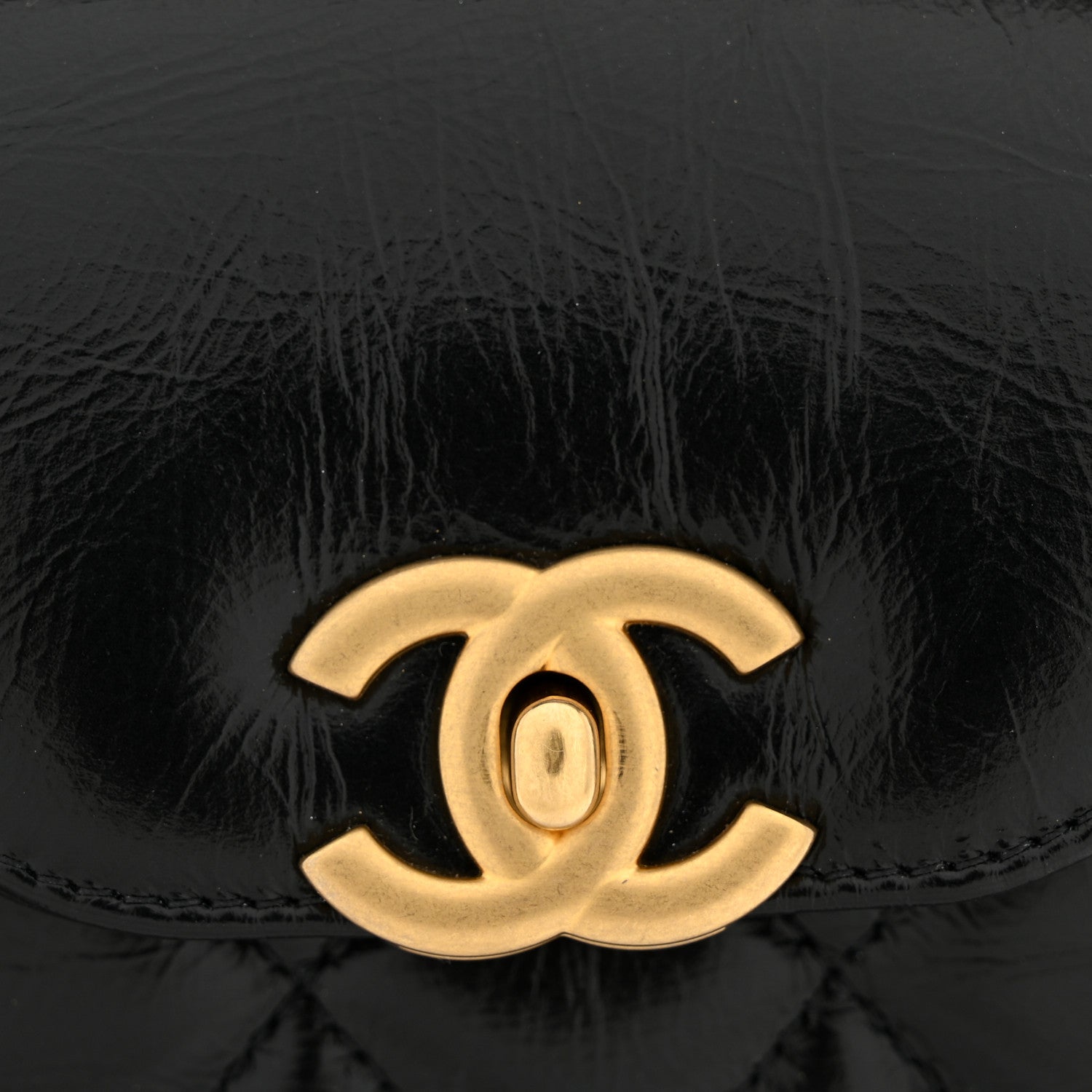 Chanel Shiny Aged Calfskin Quilted Nano Kelly Shopper Black