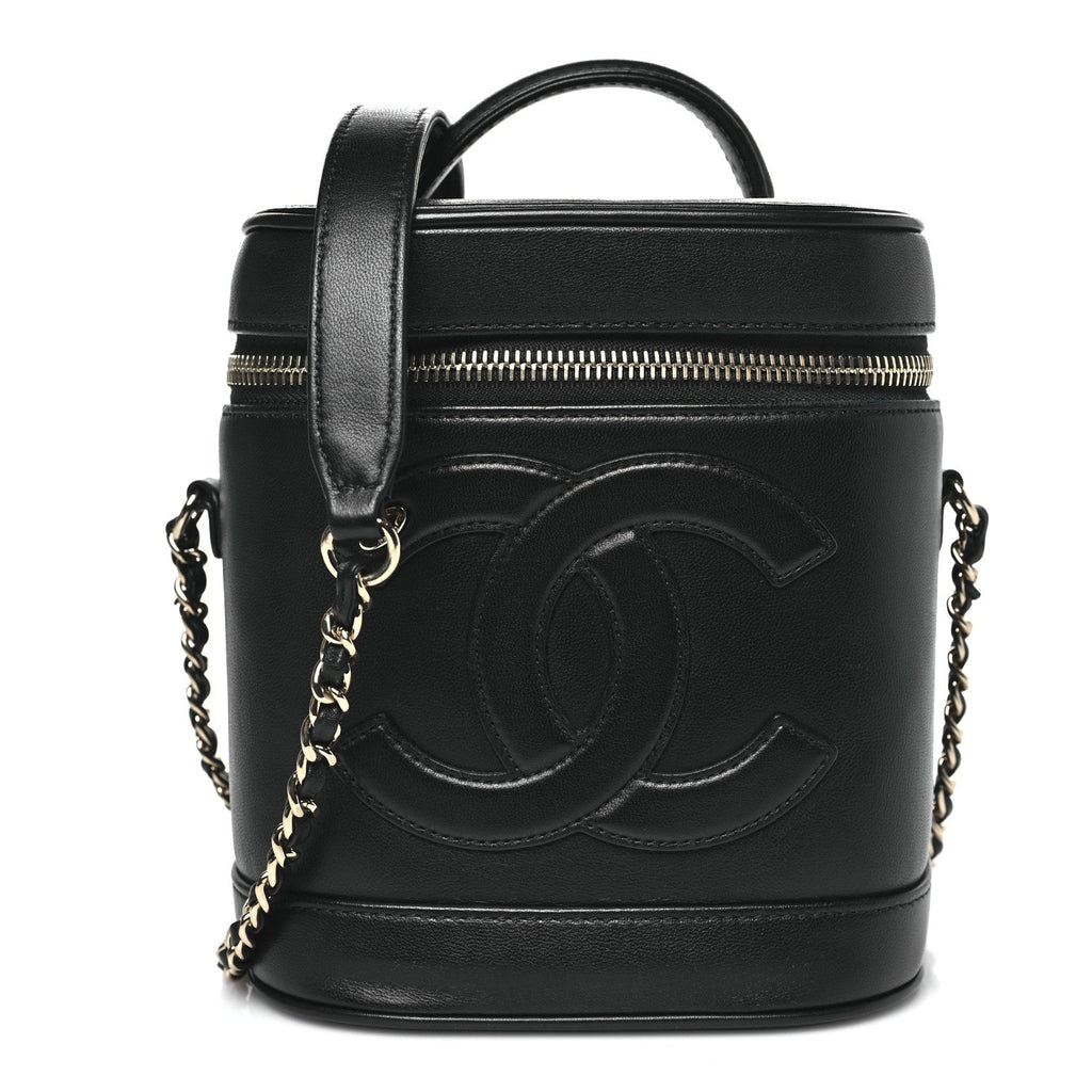 Chanel Lambskin Timeless Vanity Cosmetic Case Black