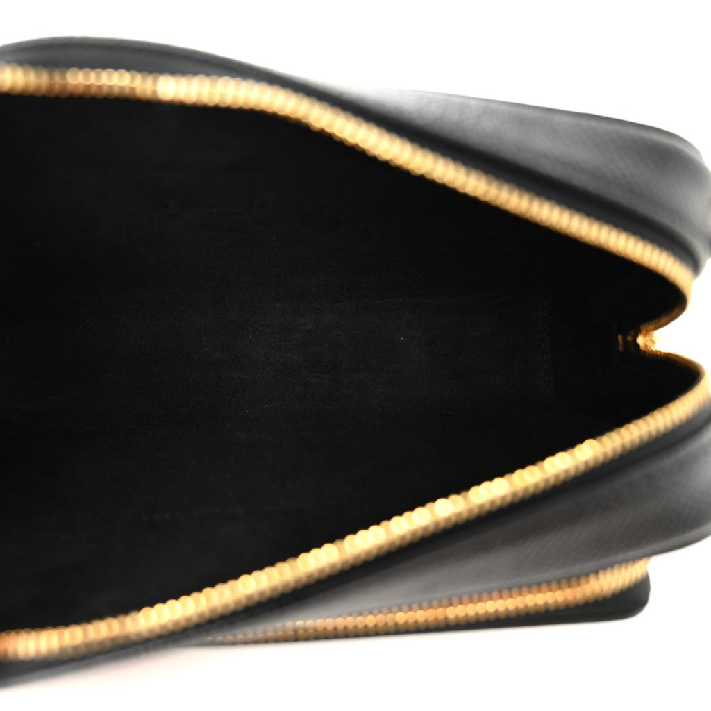 Christian Dior Grained Calfskin Caro Double Pouch Black