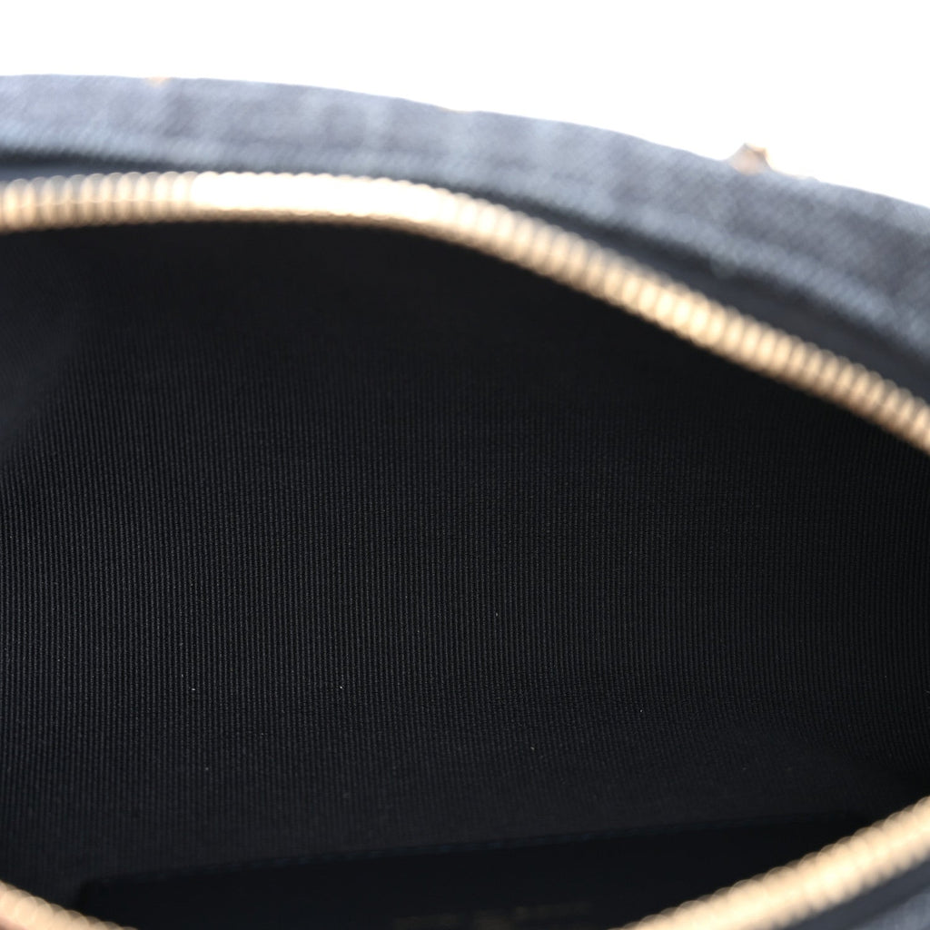 Chanel Denim Quilted Clutch With Chain Dark Blue Orange