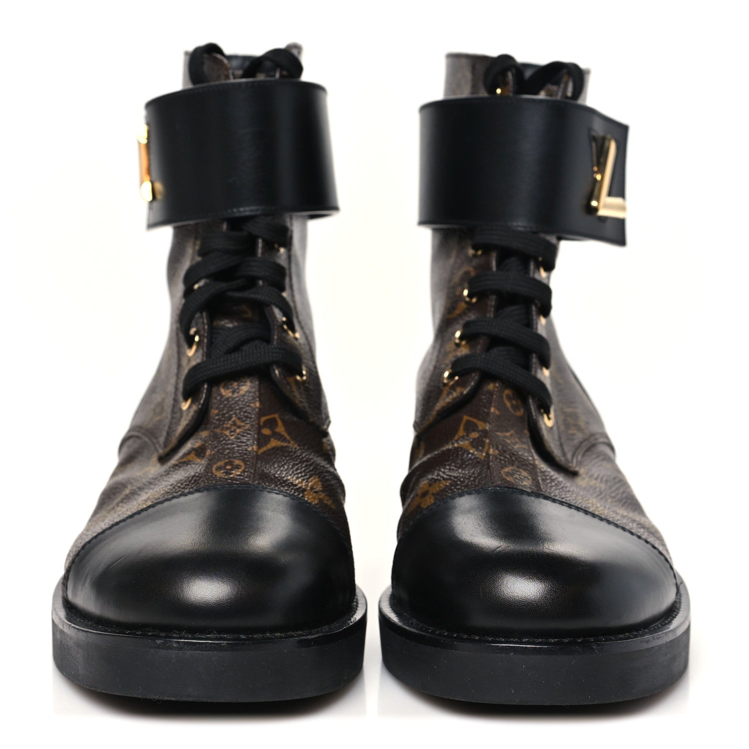 Louis Vuitton Calfskin Monogram Wonderland Flat Ranger Boots 40 Black