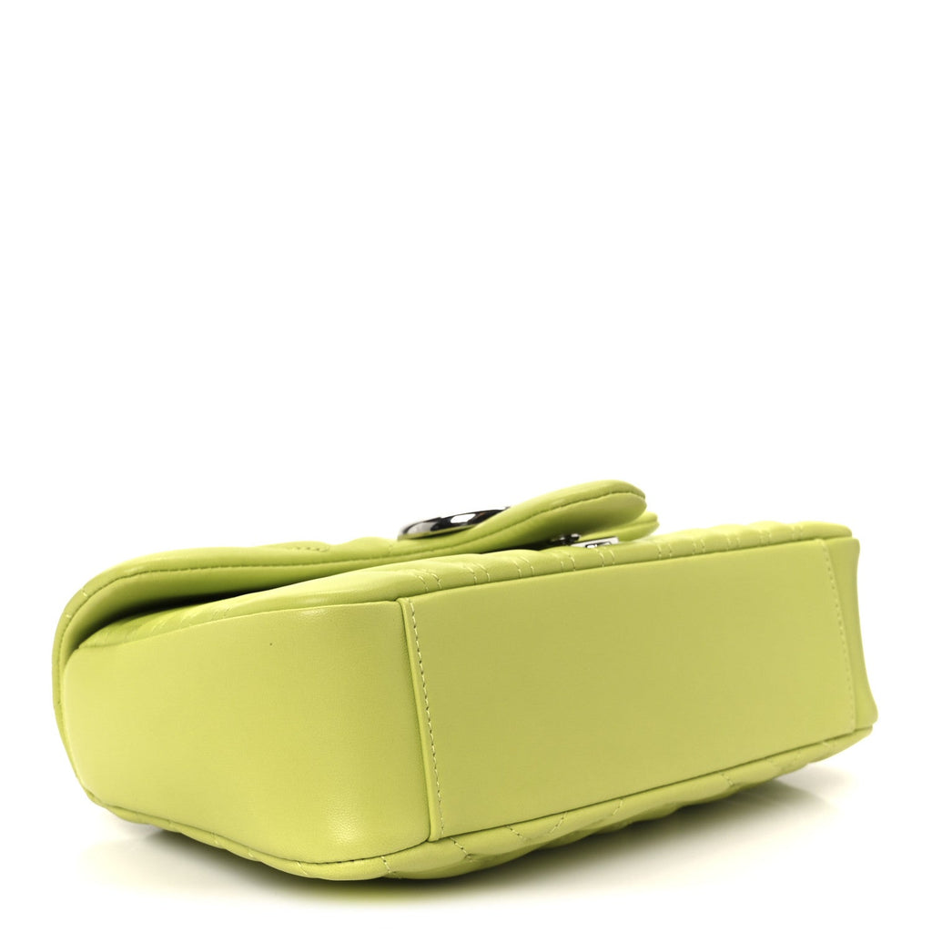 Gucci Calfskin Matelasse Medium GG Marmont Shoulder Bag Bright Green