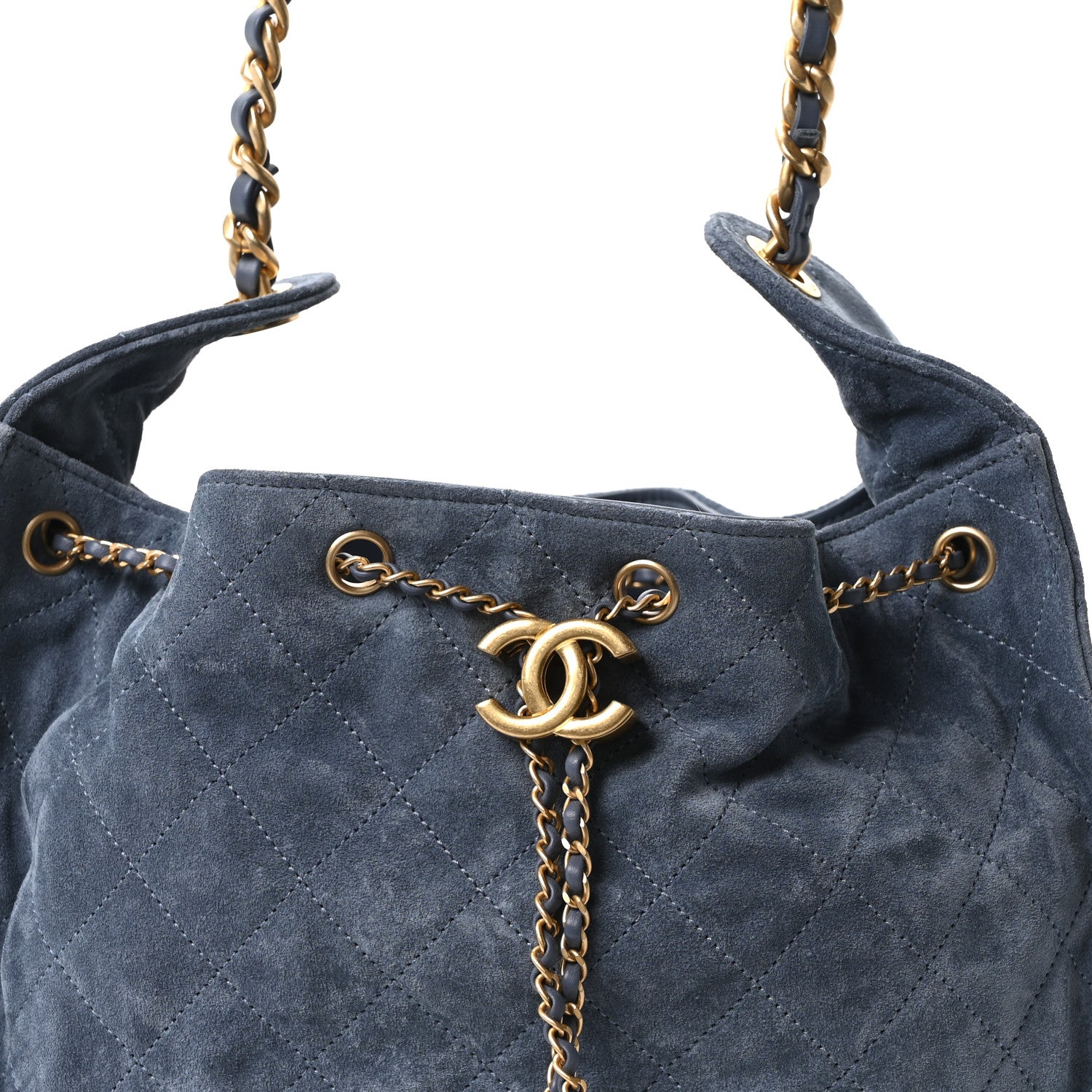Chanel Suede Quilted Medium Chanel 25 Handbag Blue