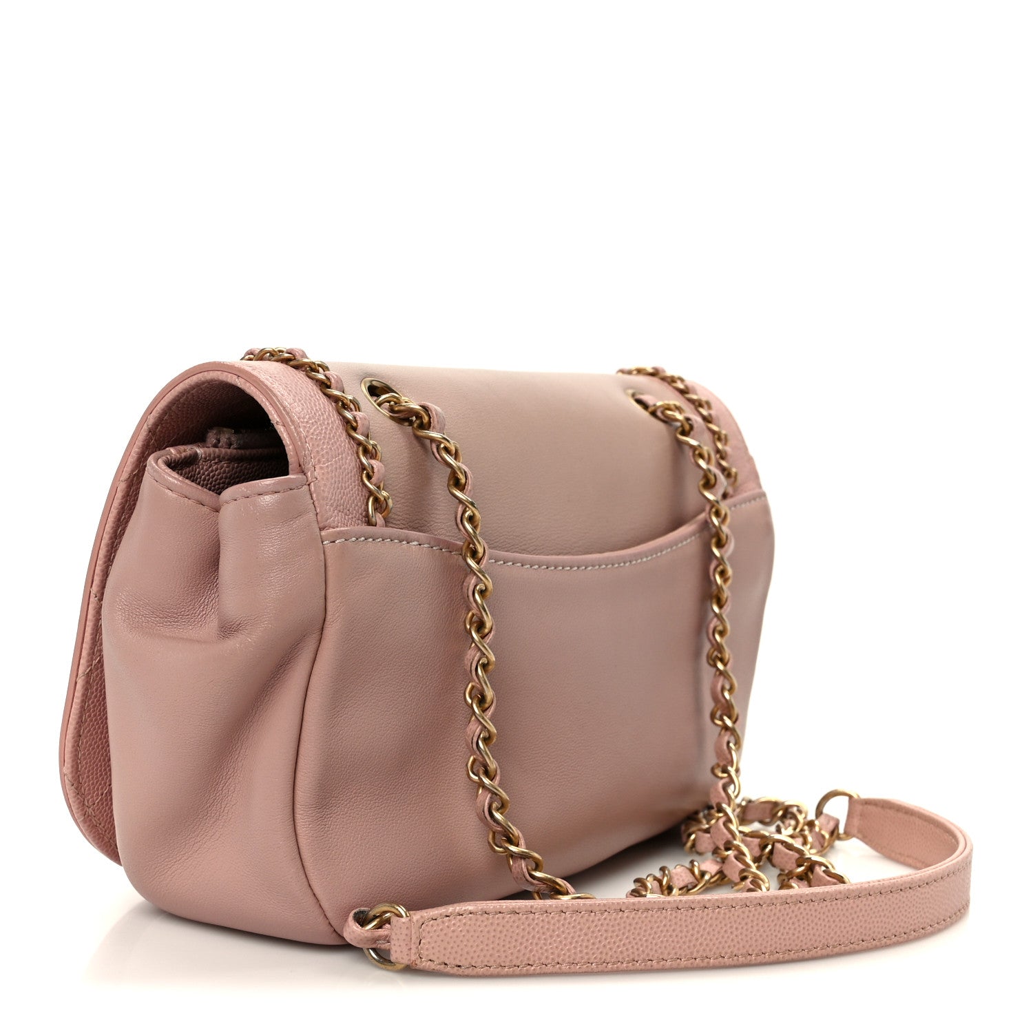 Chanel Lambskin Caviar Lovely Chains Flap Shoulder Bag Pink