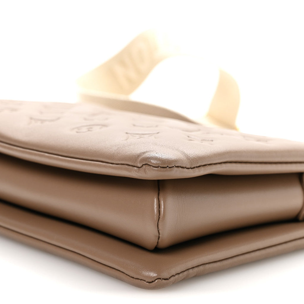 Louis Vuitton Lambskin Embossed Monogram Coussin PM Taupe